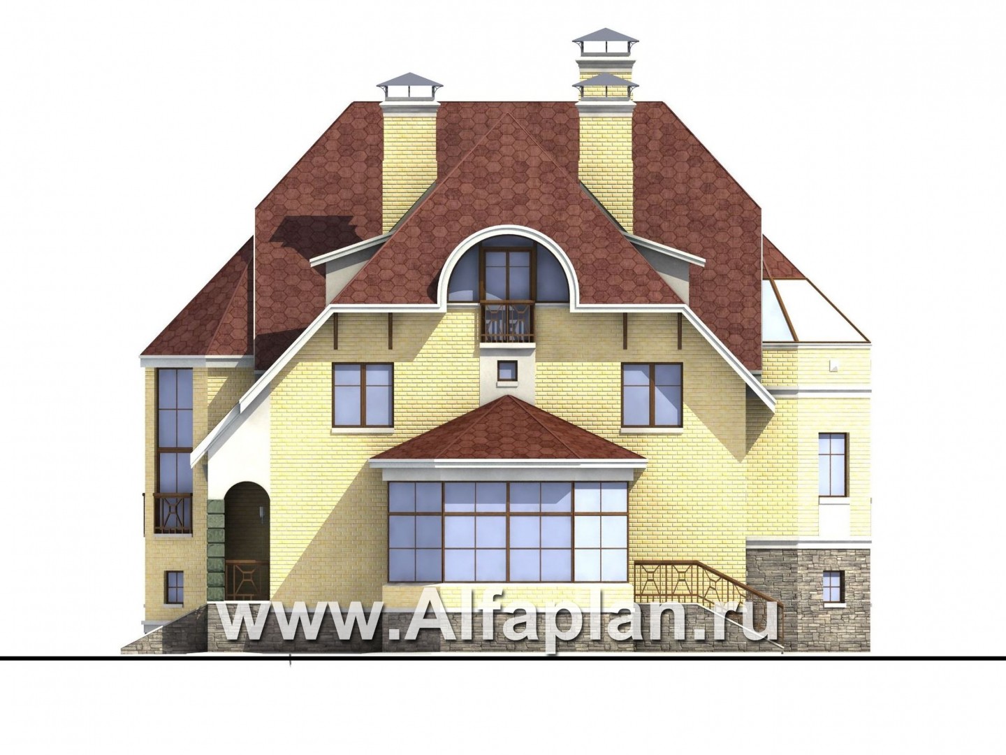 Проекты домов Альфаплан - «Каменный остров» - особняк бизнес-класса - изображение фасада №2