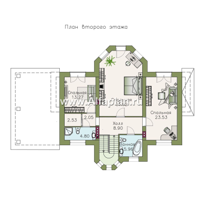 Проекты домов Альфаплан - «Монплезир»- изысканный коттедж с навесом для авто - превью плана проекта №2