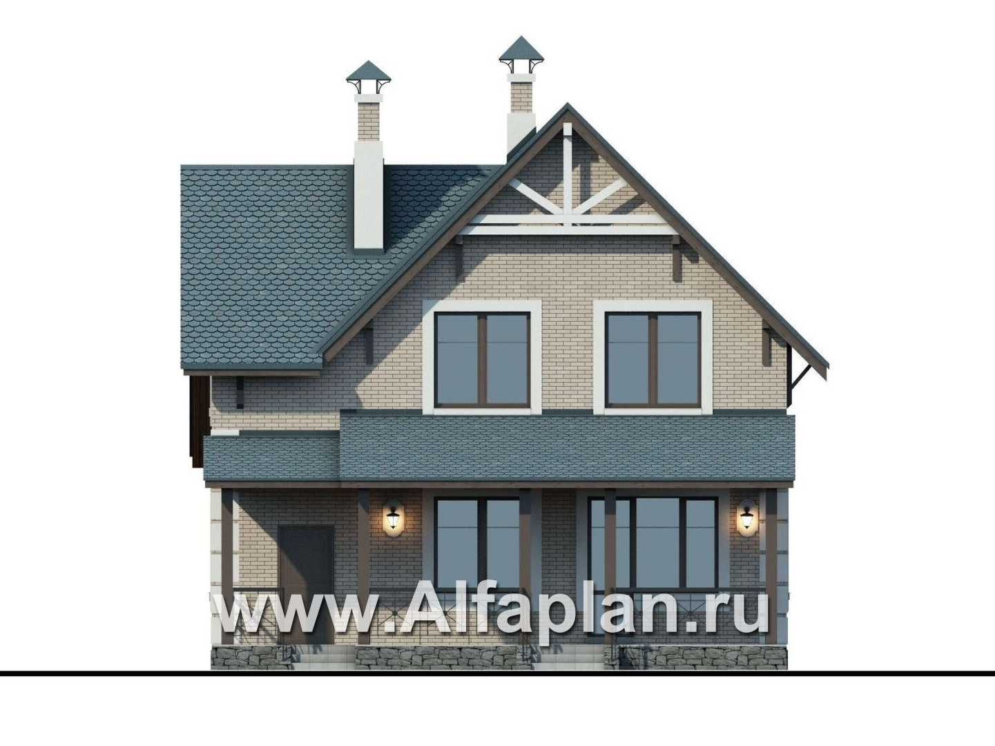 Проекты домов Альфаплан - «Приоритет»-  элегантный коттедж , удобный план дома - изображение фасада №4