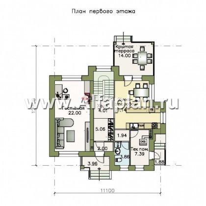 Проекты домов Альфаплан - «Verum»- компактный коттедж с удобным планом - превью плана проекта №1