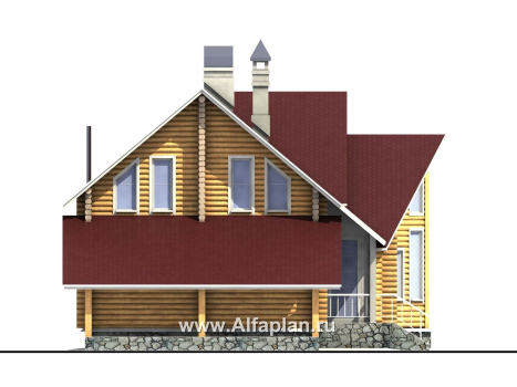Проекты домов Альфаплан - «Л-Хаус» - деревянный дом с навесом для машины - превью фасада №3