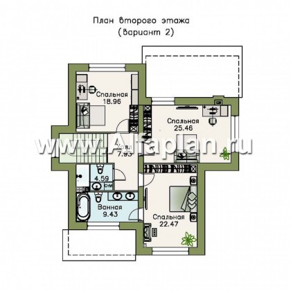 Проекты домов Альфаплан - «Северная корона» - двуxэтажный коттедж с элементами стиля модерн - превью плана проекта №3