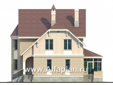 Проекты домов Альфаплан - «Успех» -двухэтажный дом  с верандой и эркером - превью фасада №2