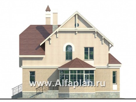 Проекты домов Альфаплан - «Успех» -двухэтажный дом  с верандой и эркером - превью фасада №4
