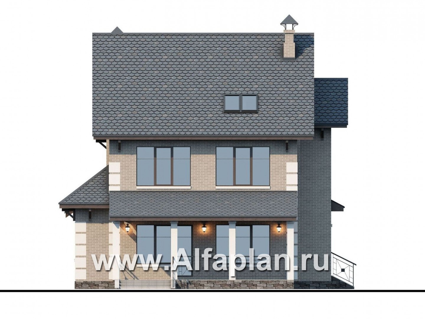 Проекты домов Альфаплан - «Прагматика» - небольшой коттедж с бильярдной в мансарде - изображение фасада №4