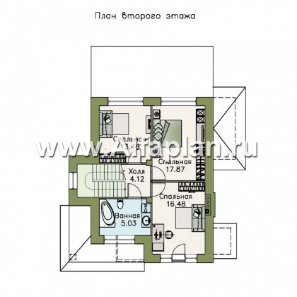 Проекты домов Альфаплан - «Прагматика» - небольшой коттедж с бильярдной в мансарде - превью плана проекта №2