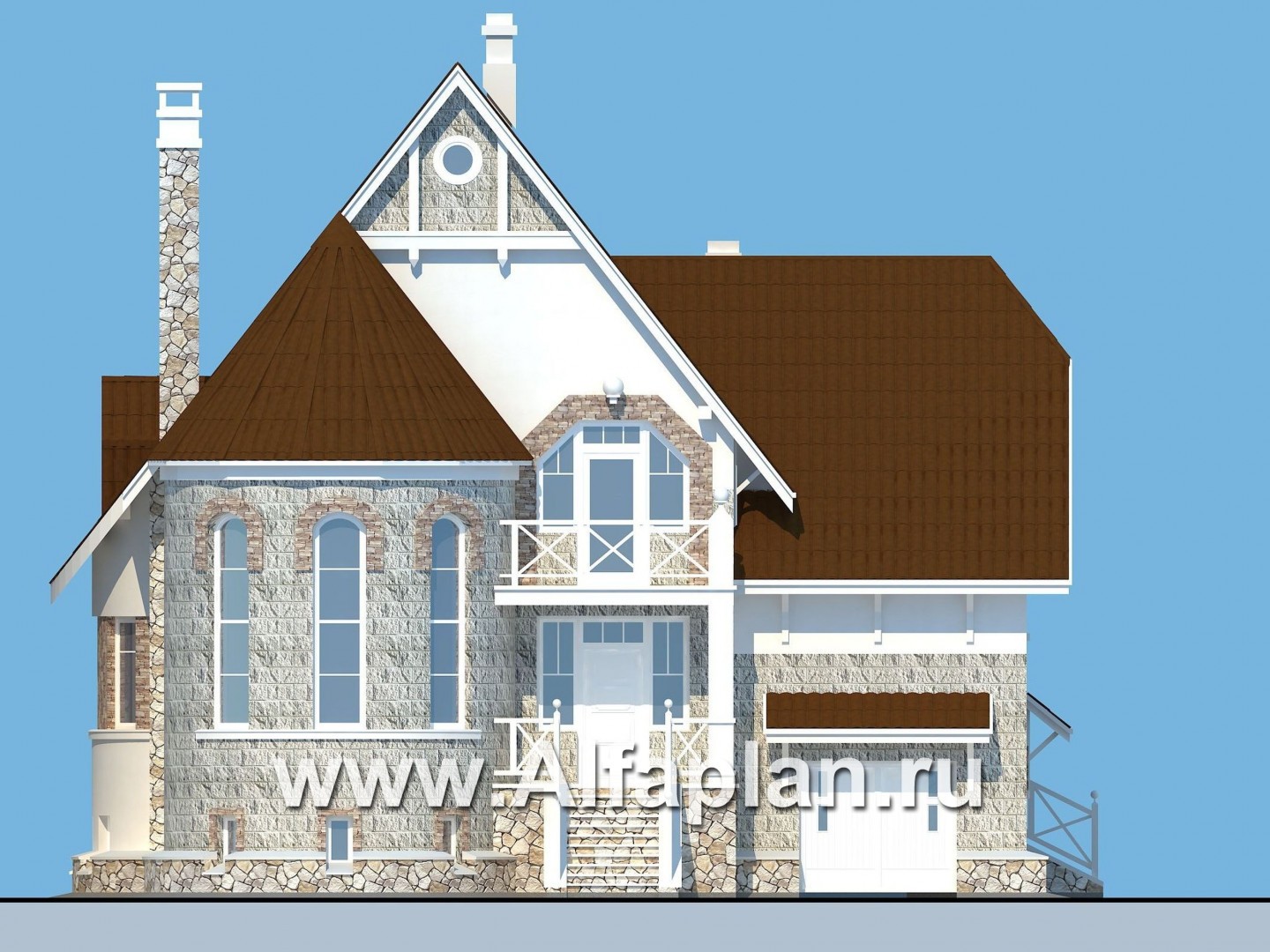 Проекты домов Альфаплан - «Квентин Дорвард» - коттедж с романтическим характером - изображение фасада №1