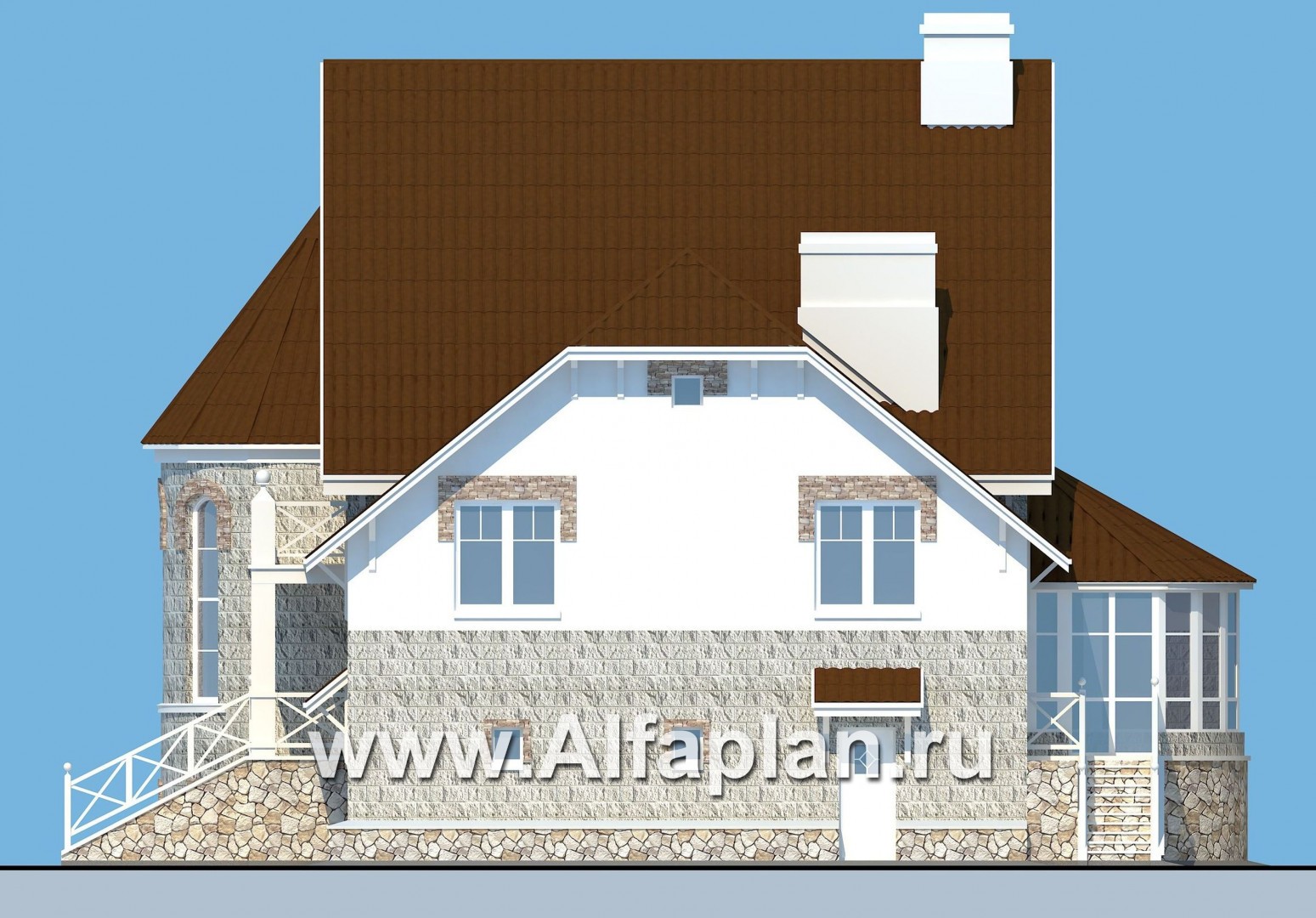 Проекты домов Альфаплан - «Квентин Дорвард» - коттедж с романтическим характером - изображение фасада №2