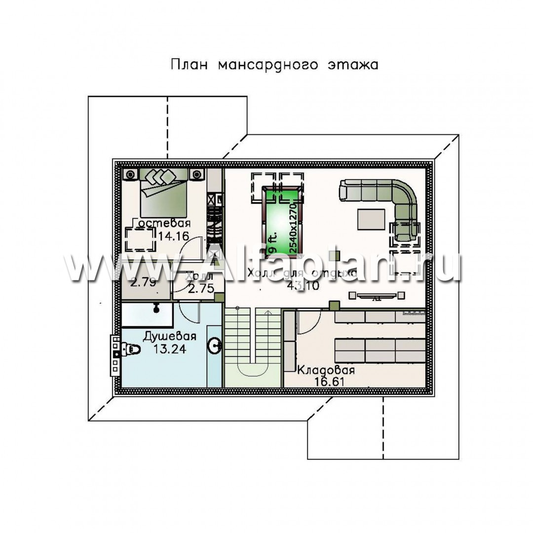 Проекты домов Альфаплан - «Айвенго»- двуxэтажный особняк с мансардой и навесом для машин - план проекта №3