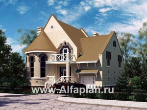 Проекты домов Альфаплан - «Онегин» - представительный загородный дом в стиле замка - превью основного изображения