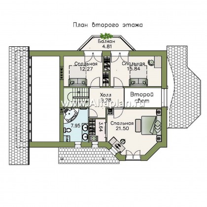 Проекты домов Альфаплан - «Грюсгот» - проект  коттеджа с гаражом и верандой - превью плана проекта №2