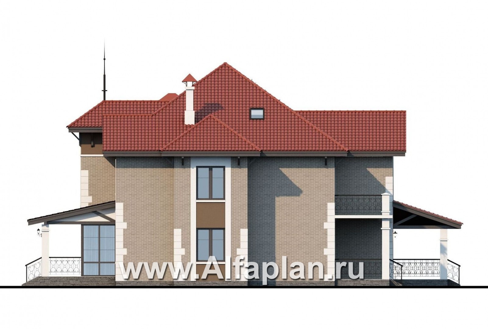 Проекты домов Альфаплан - «Демидов» - респектабельный особняк, в котором есть ВСЕ.... - изображение фасада №2