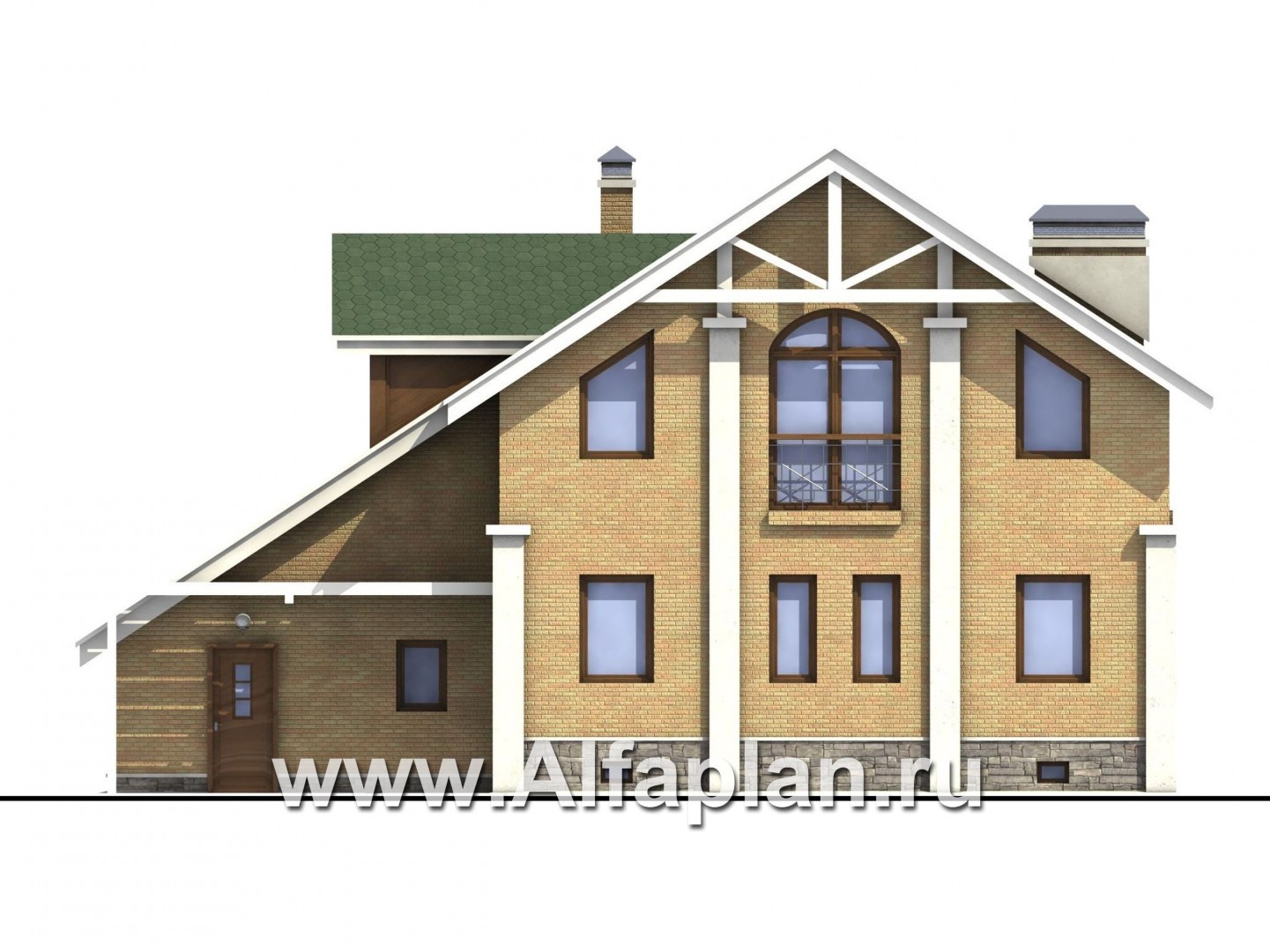 Проекты домов Альфаплан - «Мистер-Твистер» - дом с двумя жилыми комнатами на 1 эт - изображение фасада №4