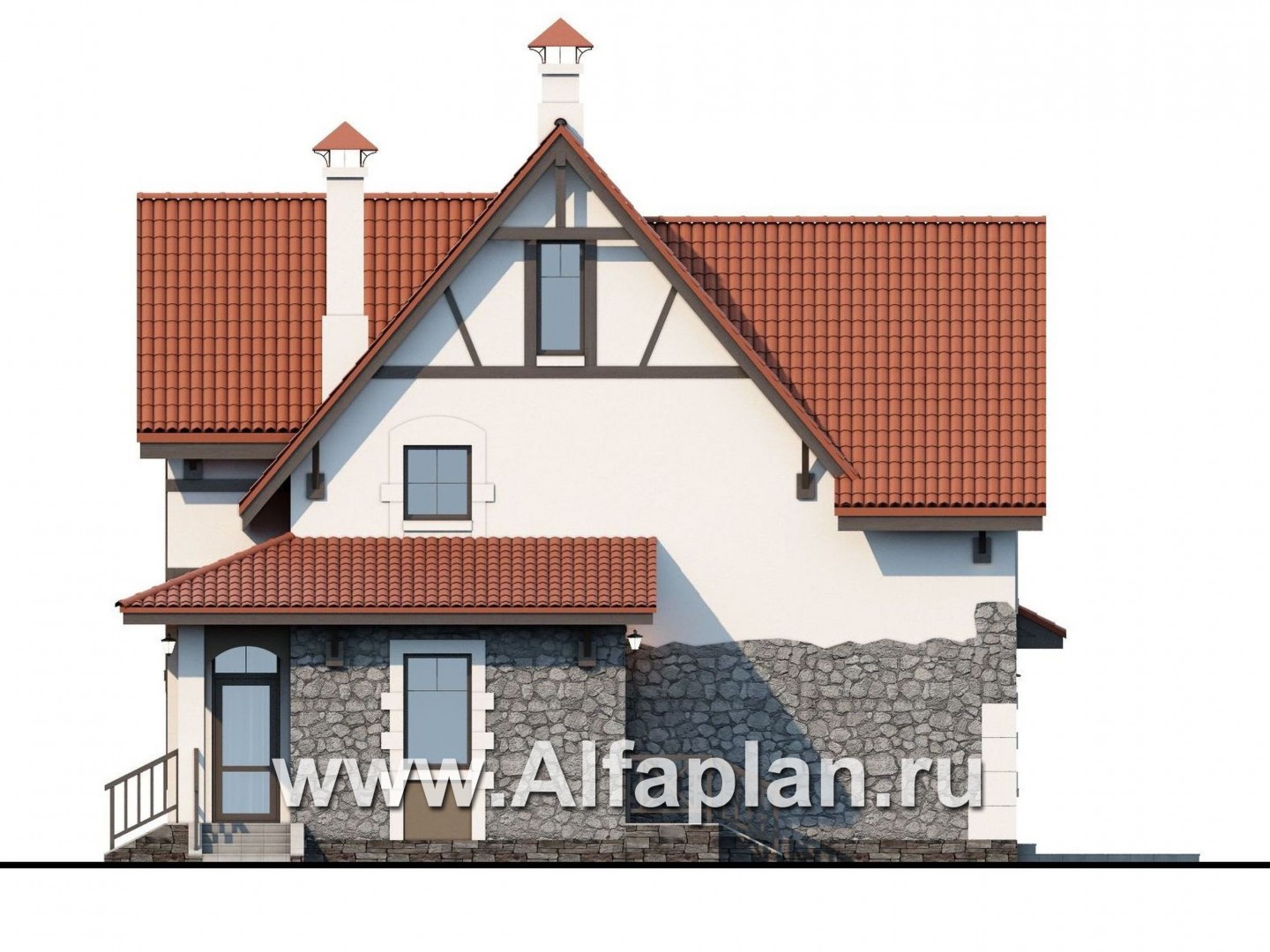 Проекты домов Альфаплан - «Госпожа Буонасье» - компактный коттедж с жилой мансардой - изображение фасада №2