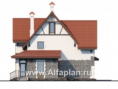 Проекты домов Альфаплан - «Госпожа Буонасье» - компактный коттедж с жилой мансардой - превью фасада №2