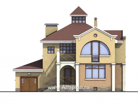Проекты домов Альфаплан - «Принцесса на горошине»  - представительный трехэтажный особняк - превью фасада №1
