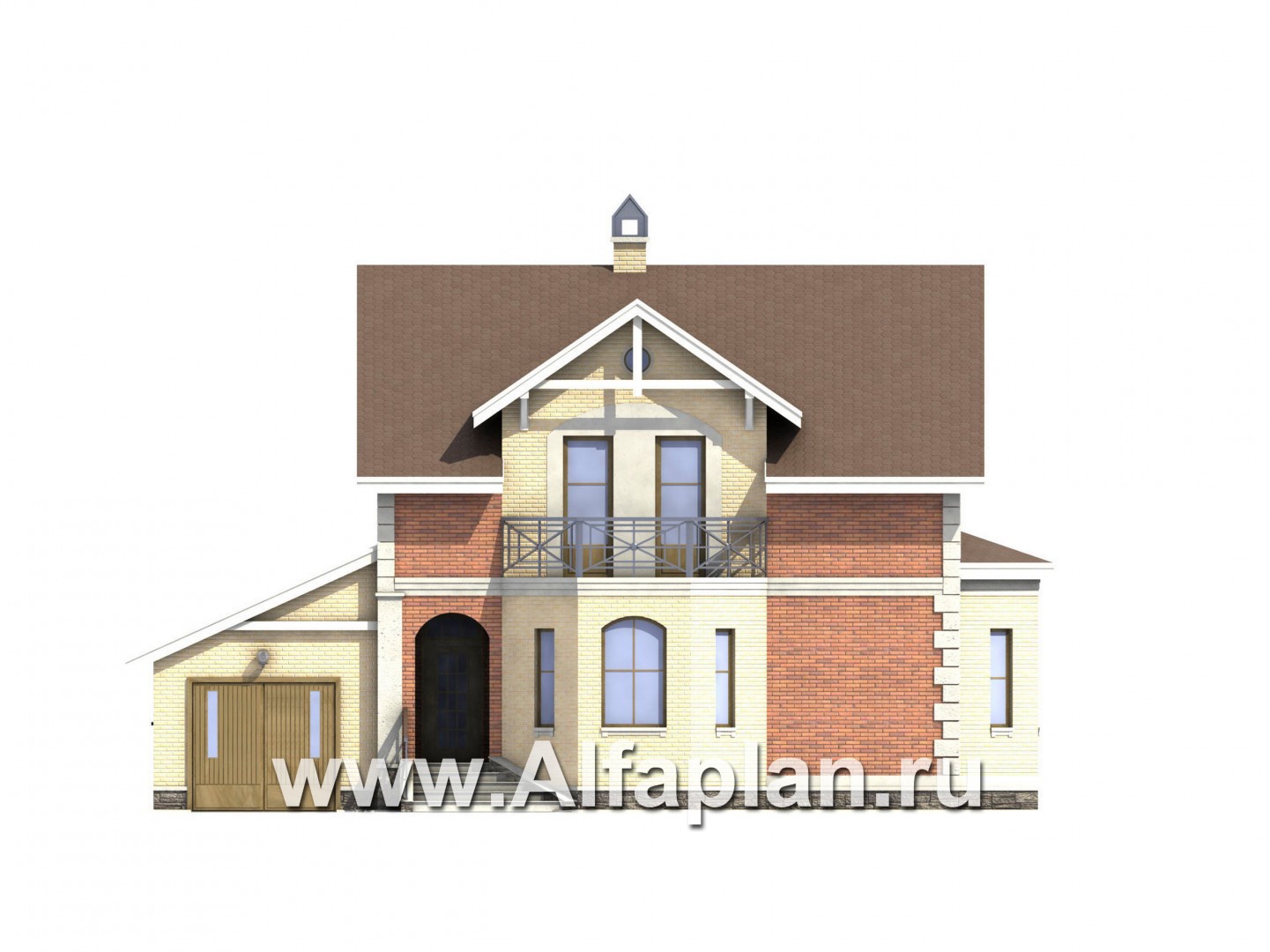 Проекты домов Альфаплан - «Нанси» - рациональный коттедж с гаражом - изображение фасада №1