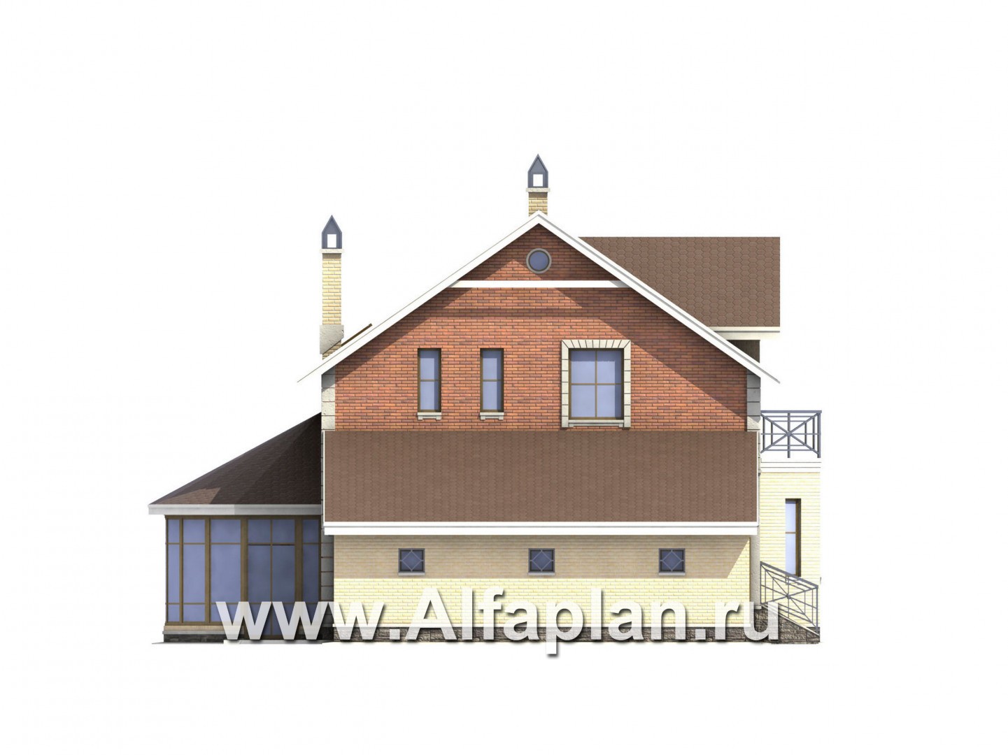 Проекты домов Альфаплан - «Нанси» - рациональный коттедж с гаражом - изображение фасада №3
