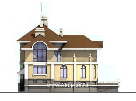 Проекты домов Альфаплан - Дом из газобетона «Флоренция» в стиле итальянского Возрождения - превью фасада №3