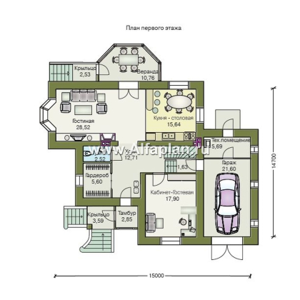 Проекты домов Альфаплан - «Приорат» - элегантный проект коттеджа - превью плана проекта №1