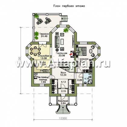 Проекты домов Альфаплан - Двухэтажный коттедж в стиле «Петровское барокко» - превью плана проекта №1