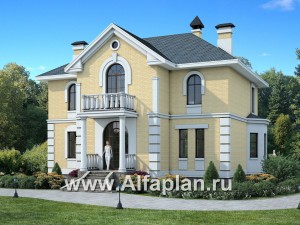 Проекты домов Альфаплан - Двухэтажный коттедж в стиле «Петровское барокко» - превью основного изображения