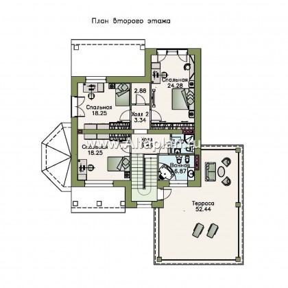 Проекты домов Альфаплан - «Маленький принц»- комфортабельный двухэтажный дом с террасой над гаражом - превью плана проекта №2