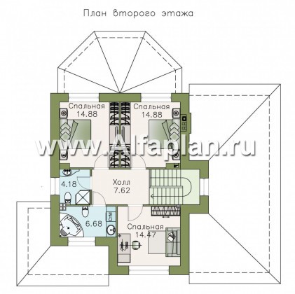 Проекты домов Альфаплан - «Фея сирени» - изящный дом с гаражом - превью плана проекта №2