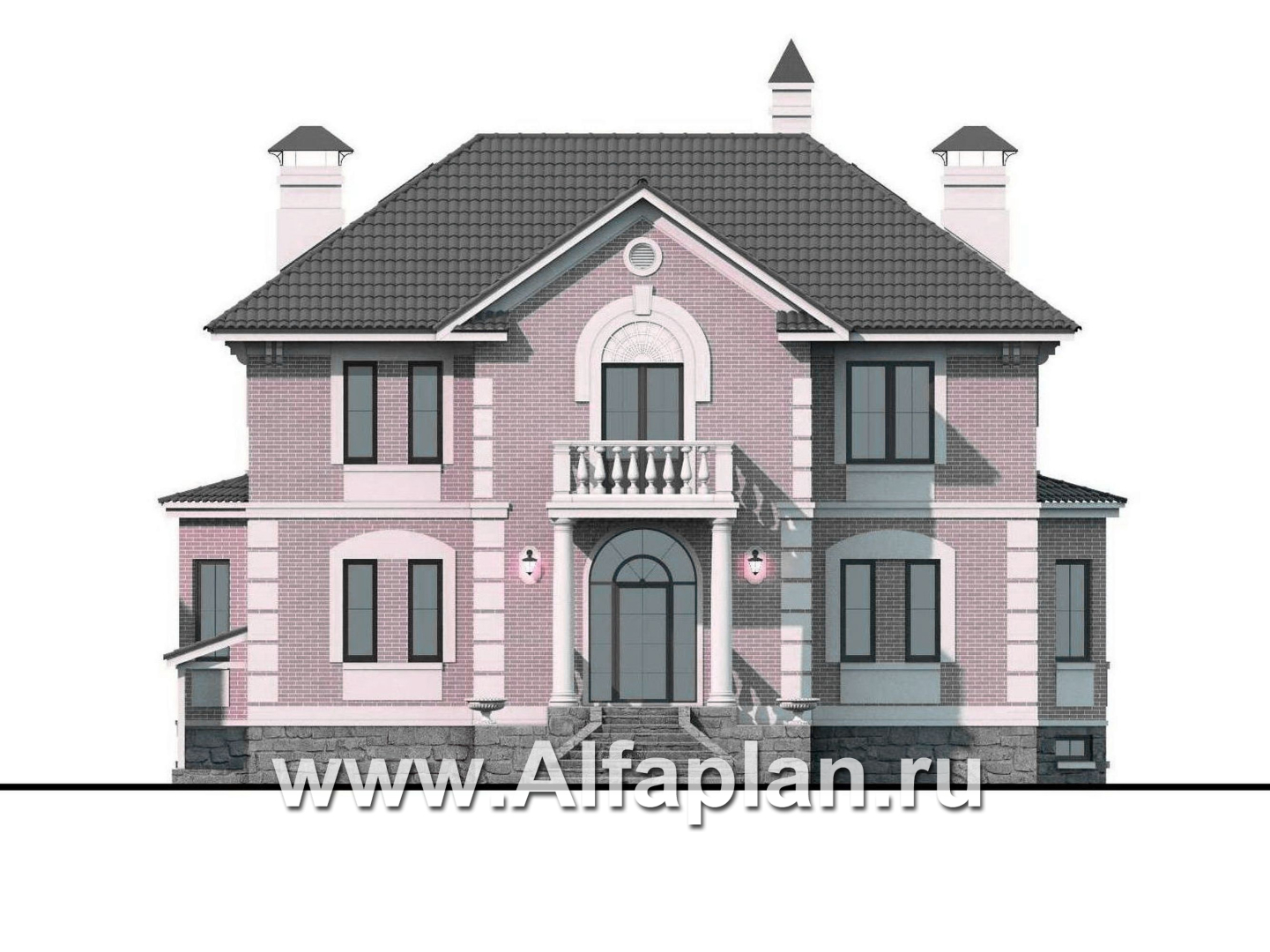 Проекты домов Альфаплан - «Головин плюс» - особняк в стиле Петровских традиций - изображение фасада №1