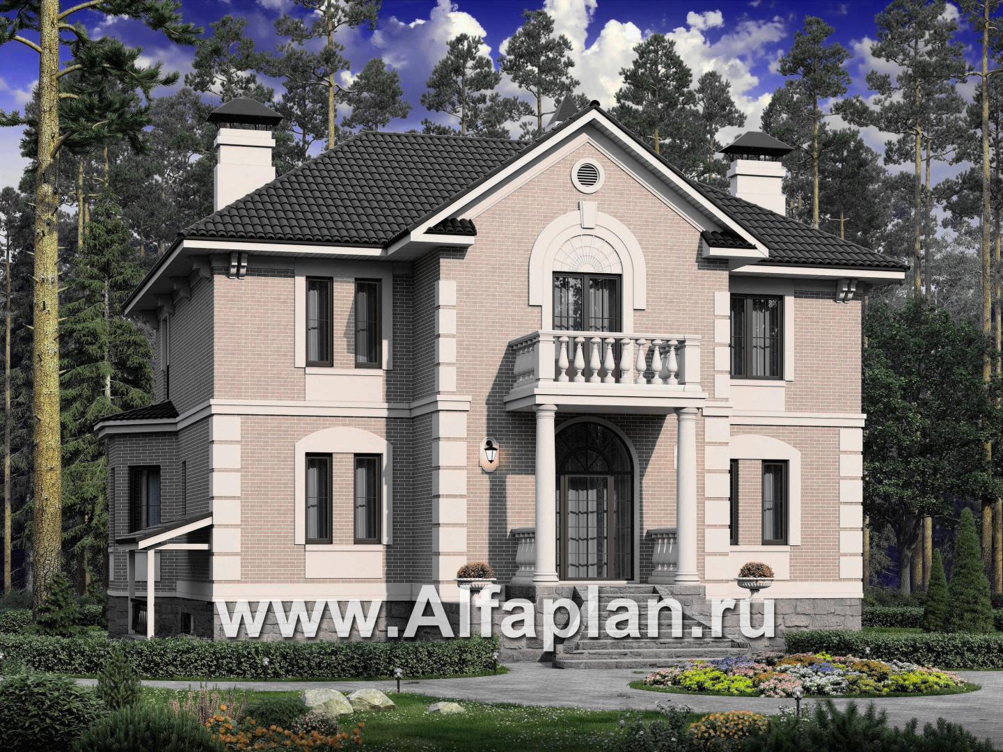 Проекты домов Альфаплан - «Головин плюс» - особняк в стиле Петровских традиций - основное изображение
