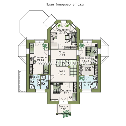 Проекты домов Альфаплан - «Головин плюс» - особняк в стиле Петровских традиций - превью плана проекта №4