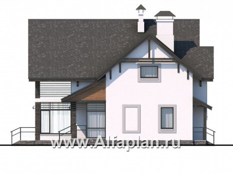 Проекты домов Альфаплан - «Арматор» - современный дом с террасой и лоджией - превью фасада №2