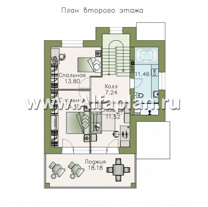 Проекты домов Альфаплан - «Арматор» - современный дом с террасой и лоджией - превью плана проекта №2