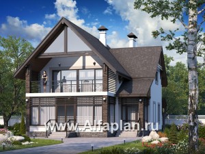 Проекты домов Альфаплан - «Арматор» - современный дом с террасой и лоджией - превью основного изображения