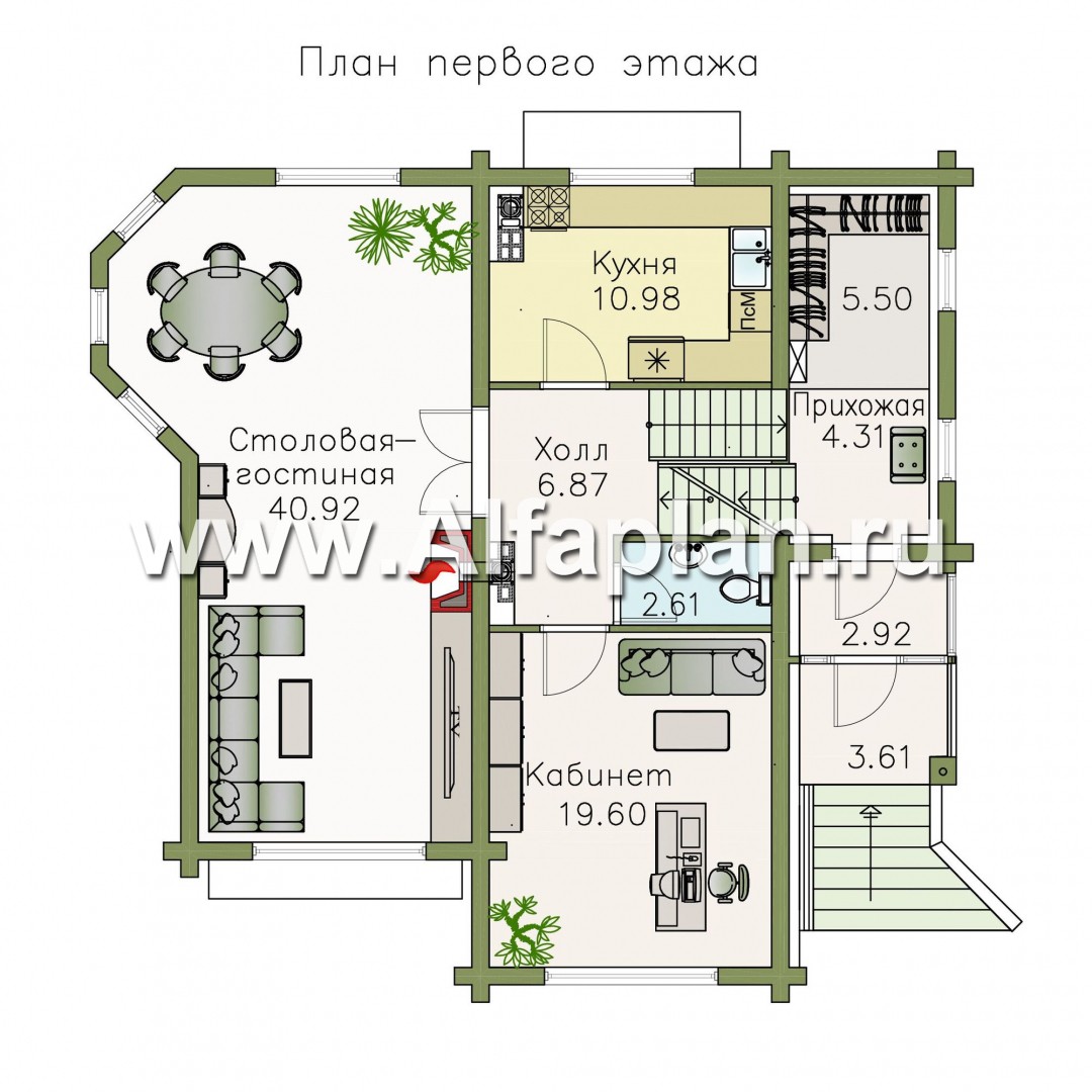 Проекты домов Альфаплан - «АльфаВУД» - деревяный дом из клееного бруса - изображение плана проекта №2