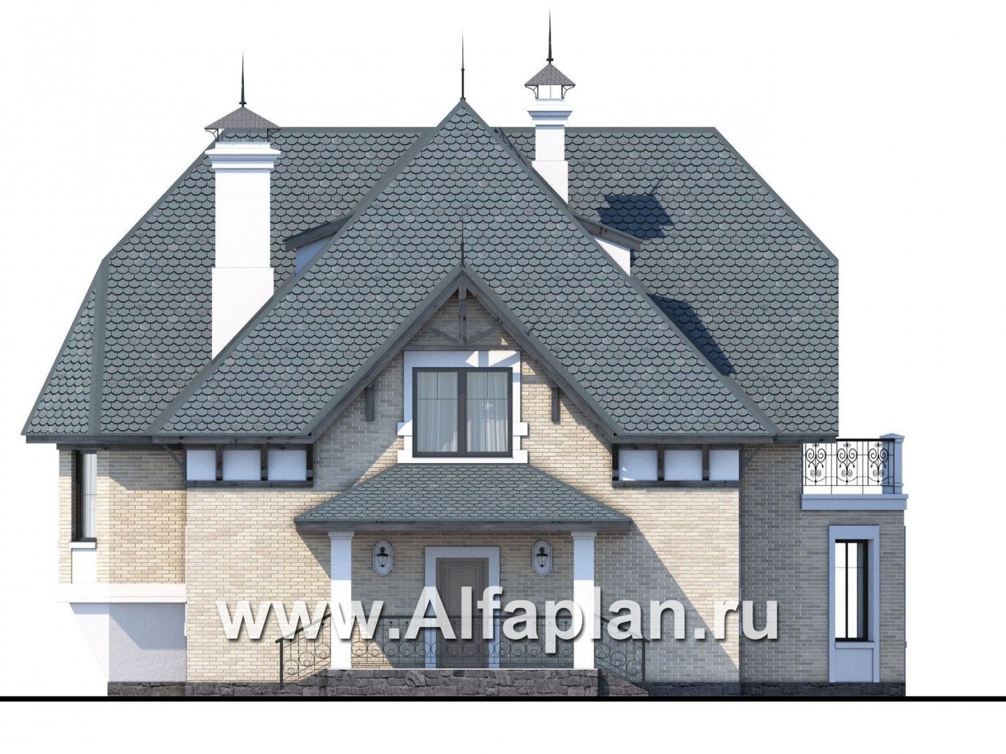 Проекты домов Альфаплан - «Вианден» - коттедж с высокой кровлей - изображение фасада №2