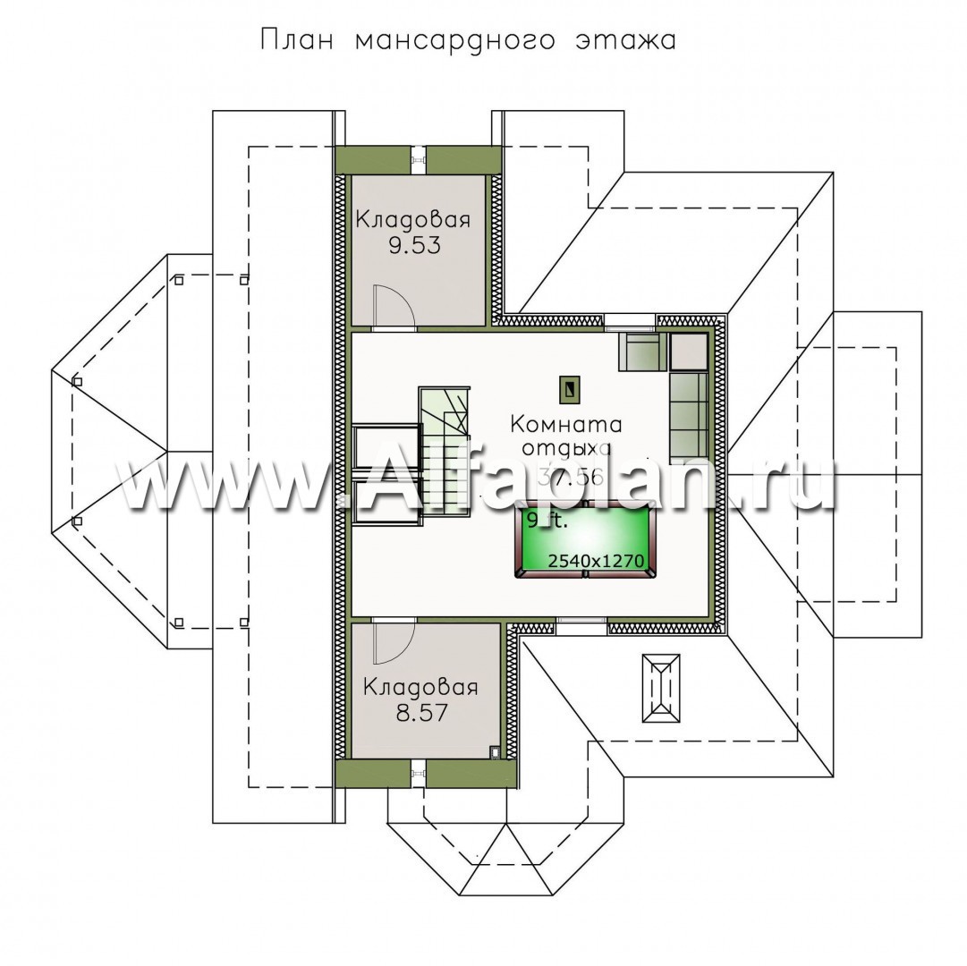 Проекты домов Альфаплан - «Вианден» - коттедж с высокой кровлей - план проекта №3
