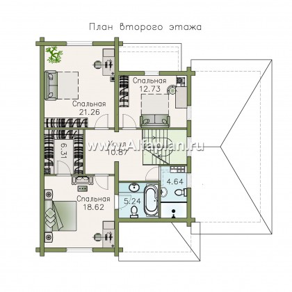 Проекты домов Альфаплан - «АльфаВУД» - деревяный дом из клееного бруса - превью плана проекта №3