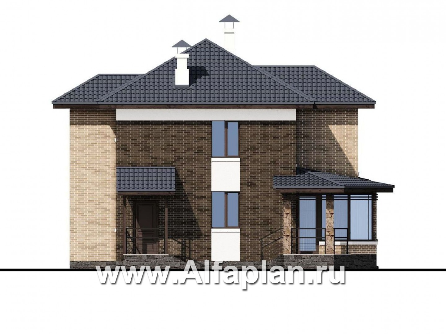 Проекты домов Альфаплан - «Высокий горизонт» - идеальный план дома на 150 квадратов - изображение фасада №3