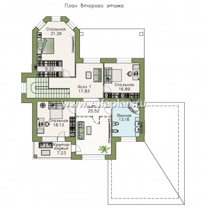 Проекты домов Альфаплан - «Затерянный рай» - коттедж с отличной планировкой и гаражом - превью плана проекта №2