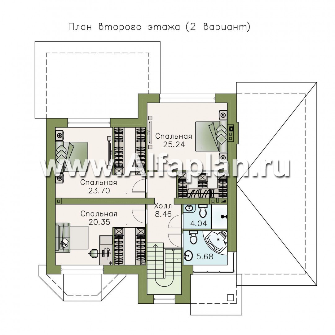 Проекты домов Альфаплан - «Оазис» - изысканный комфортный коттедж с гаражом - изображение плана проекта №3