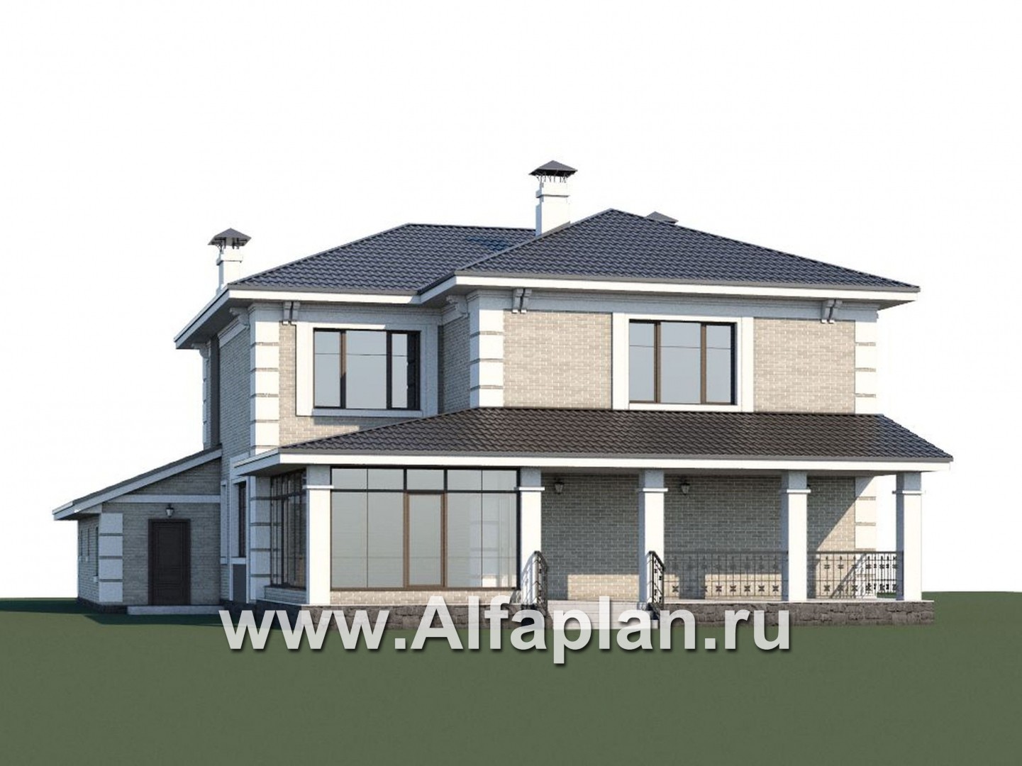Проекты домов Альфаплан - «Орлов» - классический комфортабельный коттедж с гаражом - дополнительное изображение №1
