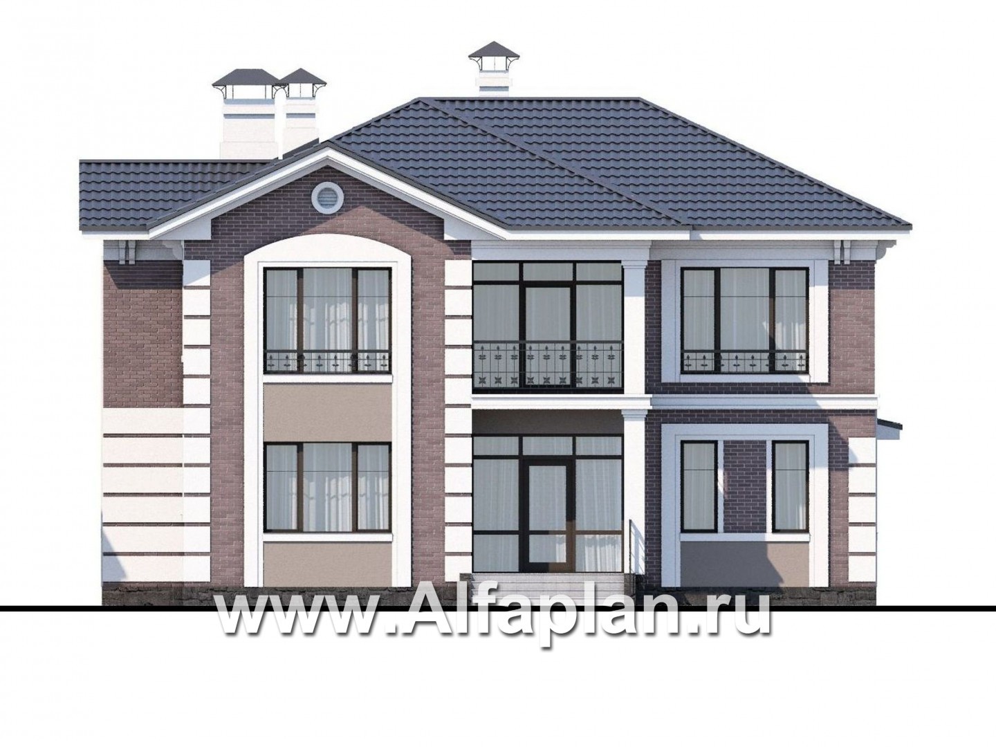 Проекты домов Альфаплан - «Орлов» - классический комфортабельный коттедж - изображение фасада №1