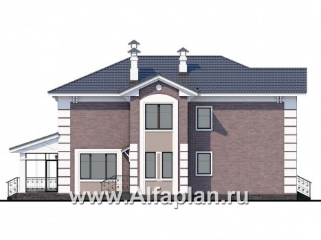 Проекты домов Альфаплан - «Орлов» - классический комфортабельный коттедж - превью фасада №3