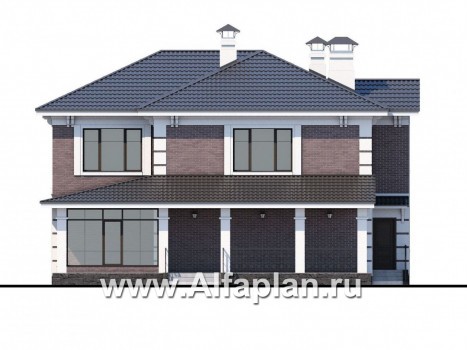 Проекты домов Альфаплан - «Орлов» - классический комфортабельный коттедж - превью фасада №4