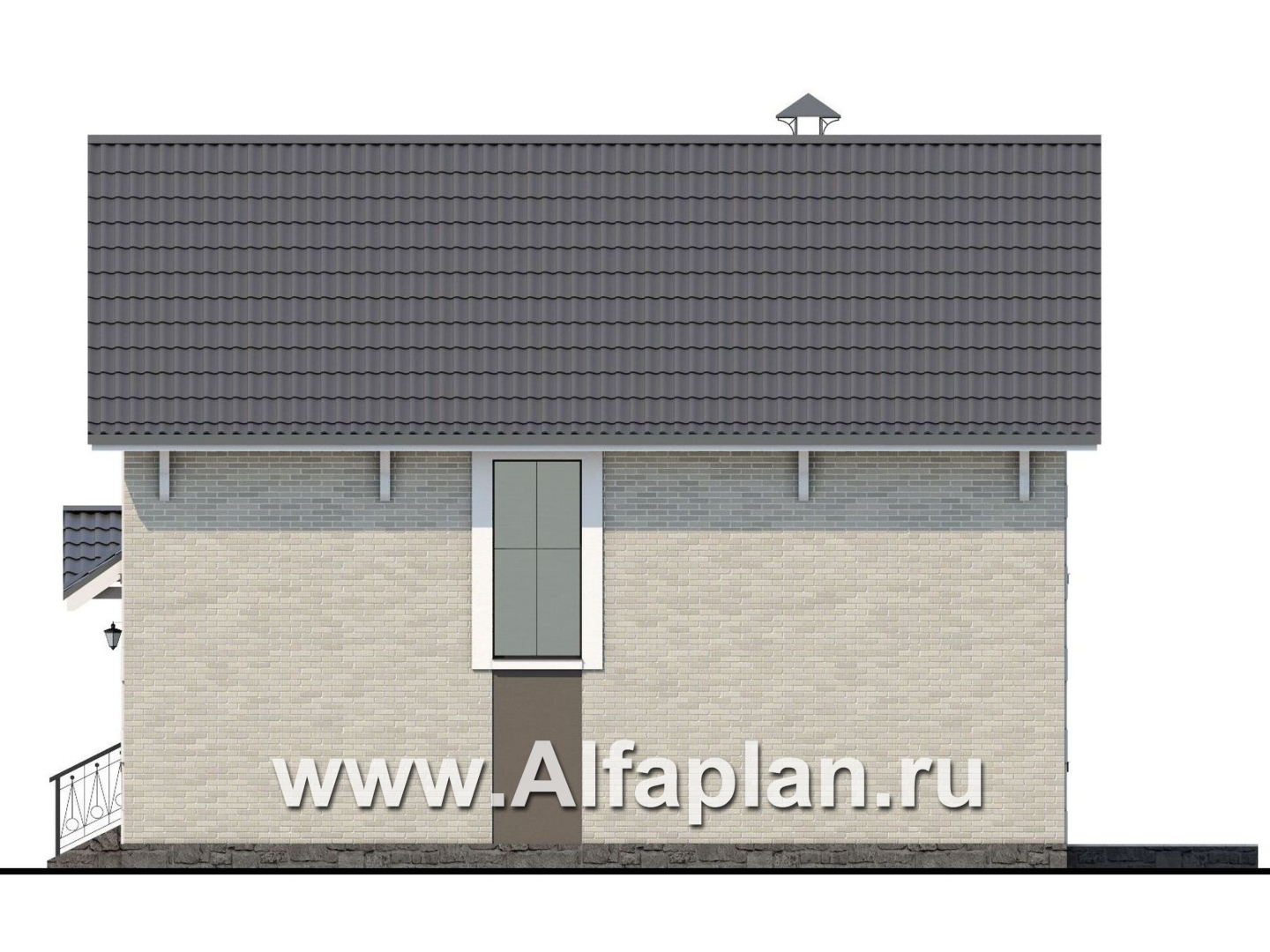 Проекты домов Альфаплан - «Кадет» - проект дома с мансардой, из кирпича, в стиле эклектика - изображение фасада №2