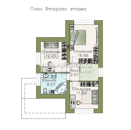 Проекты домов Альфаплан - «Кадет» - проект дома с мансардой, из кирпича, в стиле эклектика - превью плана проекта №2