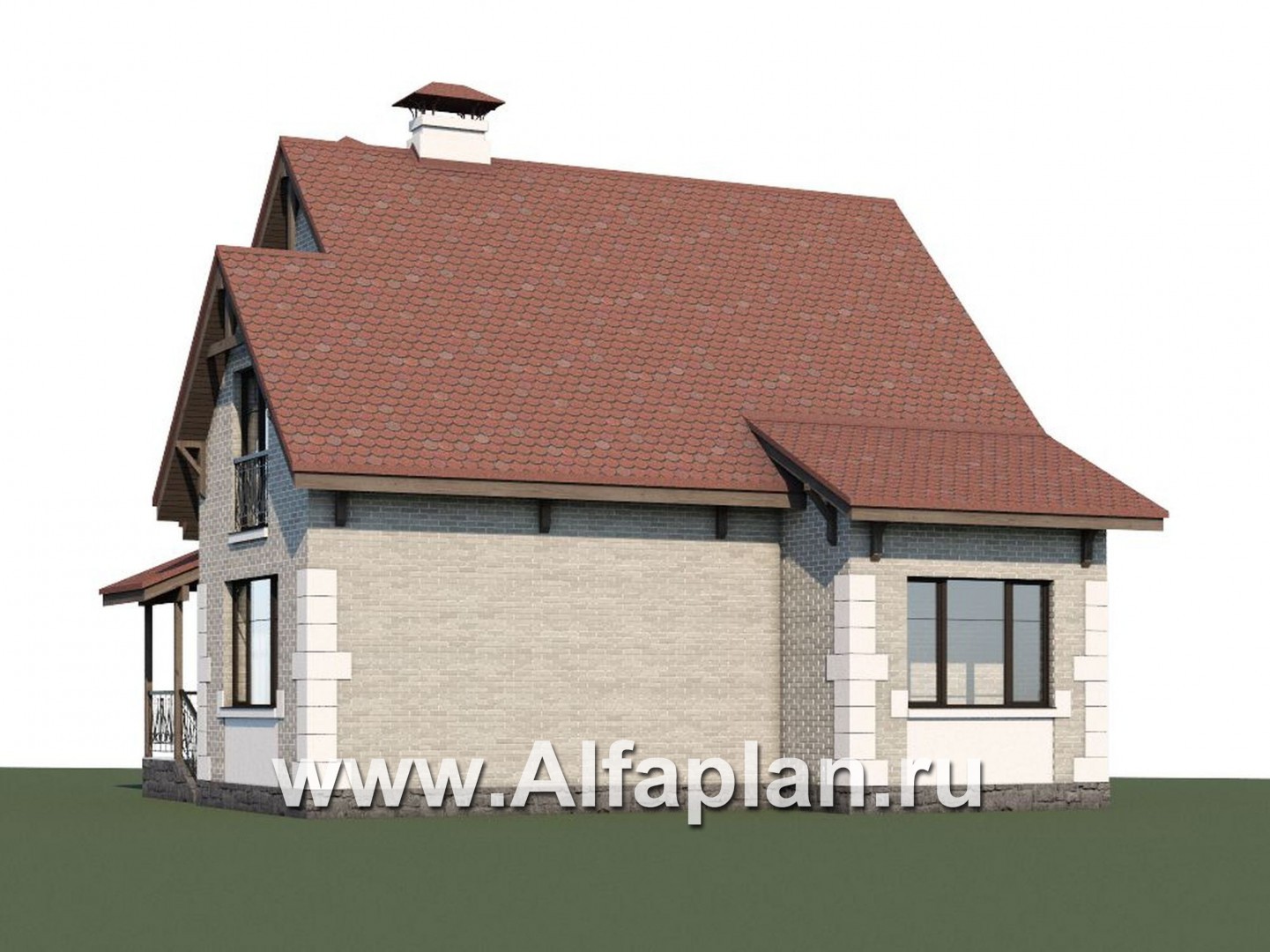 Проекты домов Альфаплан - Кирпичный дом «Боспор» с мансардой - дополнительное изображение №1