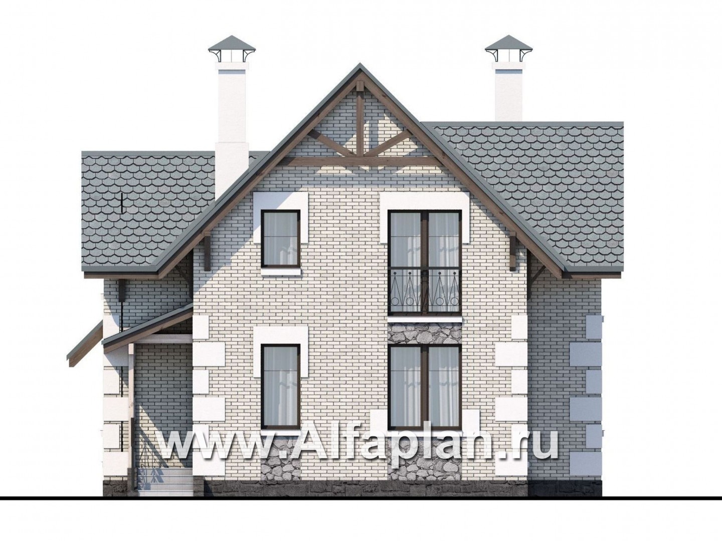 Проекты домов Альфаплан - «Малая Родина» - компактный и комфортный загородный дом - изображение фасада №4