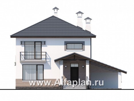 Проекты домов Альфаплан - «Смарт»- удобный двухэтажный дом - превью фасада №1